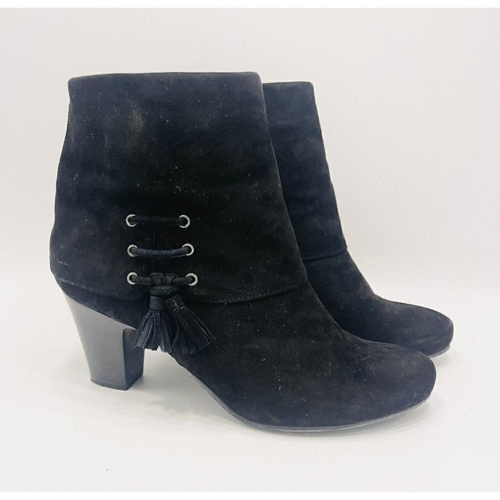 Ditto by VanEli Women’s Booties Block Heels Black Suede Zipper Ankle Boots 6